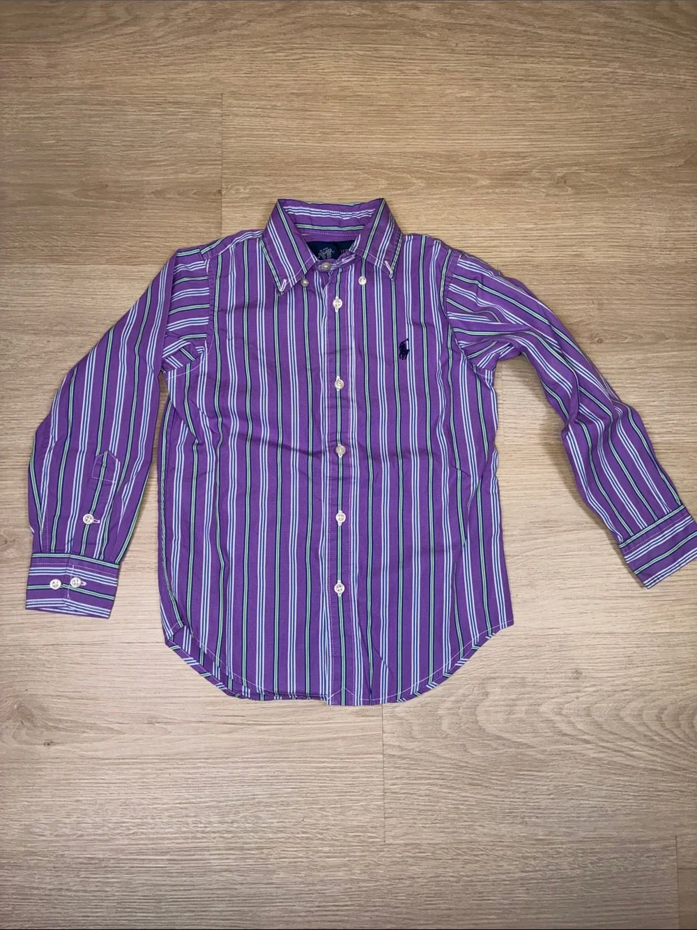 Ralph Lauren Purple, Green, Blue & White Stripe Button-Down Shirt